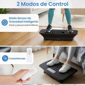 Plataforma vibratória com sensor de gravidade, 10 intensidades ajustáveis, comando à distância Bluetooth, máquina de treino para uso doméstico, Preta