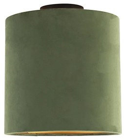 Candeeiro de teto em veludo verde com 25 cm ouro - Combi preto Country / Rústico
