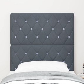 Cabeceira vidaXL Com Botão de Cristal Tuftado Cinza Escuro 80 cm Velud