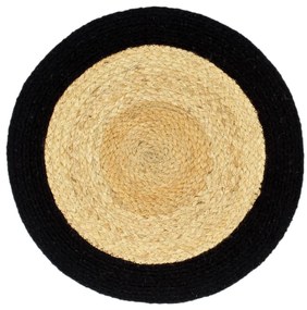 Individuais de mesa 4 pcs juta e algodão 38 cm natural e preto