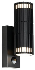 Candeeiro de parede exterior preto com sensor de movimento 2-luzes - Boris