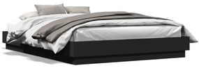 Estrutura de cama com LED sem colchão 150x200 cm preto