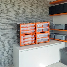 Organizador de ferramentas para casa e garagem 29,5 x 19,5 x 16 cm Laranja + Cinzento