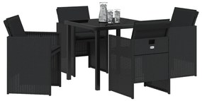 Conjunto de Jantar de Jardim Conjunto de 2 Preto Aço, Rattan