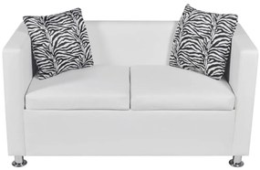 Sofá de 2 lugares couro artificial branco