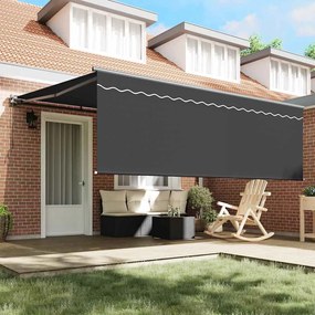 Toldo Retrátil Antracite 400 × 300 cm Poliéster, Alumínio