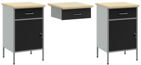 Conjunto de Armários e Mesa de Trabalho em 3 Peças VidaXL Preto em Mad