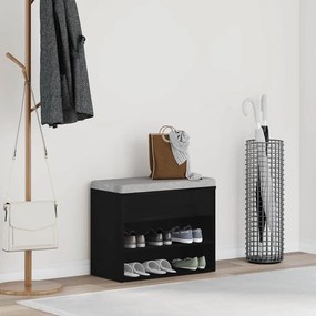 Banco de Entrada vidaXL Preto Carvalho 60x30x45 cm em Madeira de Engen