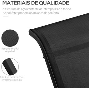 2 Espreguiçadeiras de Jardim 59x169x66 cm com Mesa 41x41x45 cm Vidro T