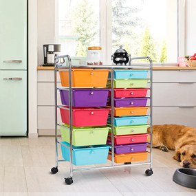 Carrinho multiusos com gavetas amovíveis e rodas com fecho Organizador de acessórios 63 x 37 x 87cm Multicolor