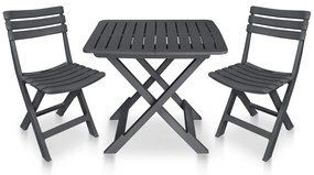 Conjunto bistrô dobrável 3 pcs plástico antracite