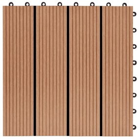Ladrilhos de pavimento 22 pcs WPC 2m² 30x30 cm cor teca