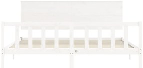 Cama sem colchão 200x200 cm madeira de pinho maciça branco