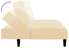 Sofá-cama de 2 lugares veludo cor creme