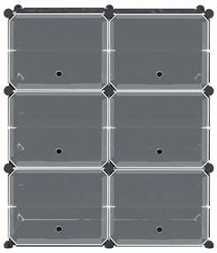 Organizador de arrumação com 6 cubos e portas PP preto