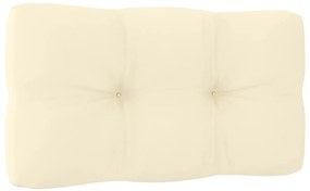Sofá de centro para jardim c/almofadões pinho maciço cor creme