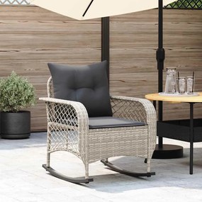 vidaXL Cadeira de baloiço p/ jardim com almofadões vime PE cinza-claro
