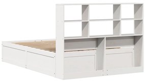 Cama sem colchão 140x190 cm madeira de pinho maciça branco