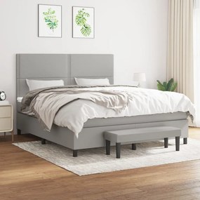 vidaXL Cama com molas/colchão 180x200 cm tecido cinzento-claro