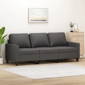 vidaXL Sofá de 3 lugares 180 cm couro artificial cinza