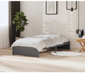 vidaXL Estrutura de cama 90x200 cm madeira maciça cinzento