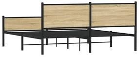 Estrutura de cama sem colchão 160x200cm metal carvalho sonoma