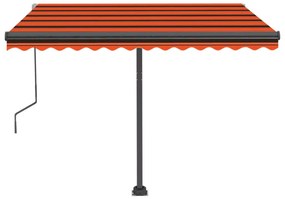 Toldo autom. LED e sensor de vento 300x250 cm laranja/castanho