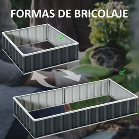 Caixa de Plantação de Aço Inclui Luvas Caixa de Plantio Retangular para Cultivos de Plantas e Flores para Terraço Balcão Exterior 174x90x30 cm Cinza