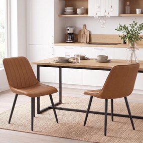 Conjunto de 2 Cadeiras de Sala de Jantar Modernas  (MESA NÃO INCLUIDA), 61 x 51 x 78 cm, Revestimento Fácil de Limpar, Castanho