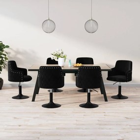 vidaXL Cadeiras de jantar giratórias 6 pcs veludo preto