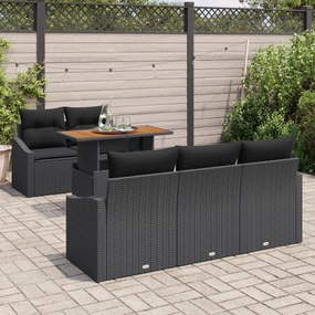 conjunto de sofá de jardim de 6 peças com almofadas em rattan poli pre