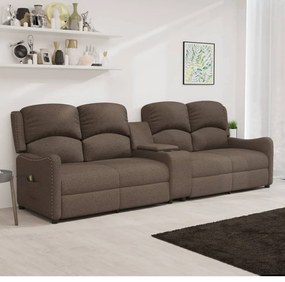 vidaXL Poltrona massagem 4lug. c/suporte copo tecido cinza-acastanhado