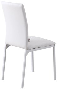 HOMCOM Conjunto de 4 Cadeiras de Sala de Jantar Estofadas com Pés de Metal Cadeiras Modernas para Cozinha Carga Máxima 41x50x91cm Branco