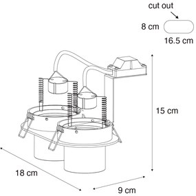 Conjunto de 6 focos embutidos brancos GU10 50mm 2-Light - Installa Moderno