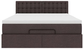 Estrutura cama otomana colchão 140x200cm tecido castanho escuro