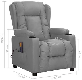 Cadeira de massagens couro artificial cinzento