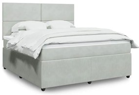 Cama com molas/colchão 180x200 cm veludo cinzento-claro