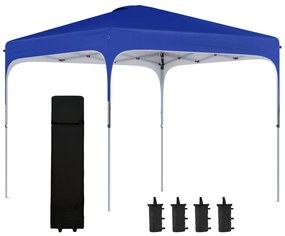 Outsunny Tenda Dobrável 2,5x2,5 m Tenda de Jardim para Festas e Campismo com Proteção UV50+ Altura Ajustável 4 Sacos de Areia e Bolsa de Transporte Azul | AOSOM Portugal