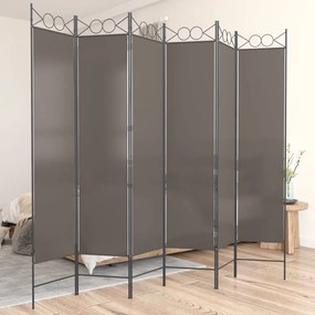 vidaXL Divisória/biombo com 6 painéis 240x200 cm tecido antracite