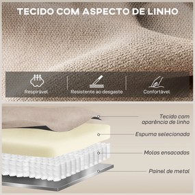 Poltrona Reclinável Manual com Tecido de Aspeto em Linho e Apoio para os Pés 85x93x105 cm Bege