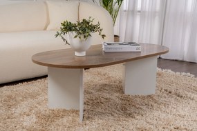 Mesa de Centro Sable – Walnut e Branco – 119x40x60 cm