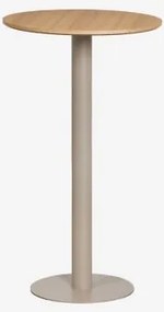 Mesa Alta De Bar Redonda Ø60 Cm Em Mdf Xiren Castanho Madeira Natural – Castanho Mocha - Sklum