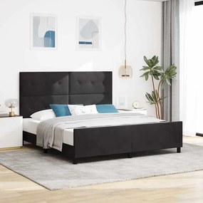 Cama de Veludo Preto vidaXL 180x200 cm