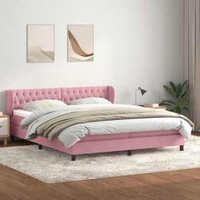 vidaXL Cama com molas colchões 200x210 cm veludo rosa