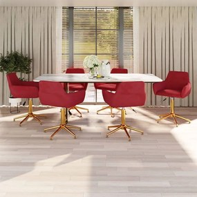 vidaXL Cadeiras de jantar giratórias 6 pcs veludo vermelho tinto