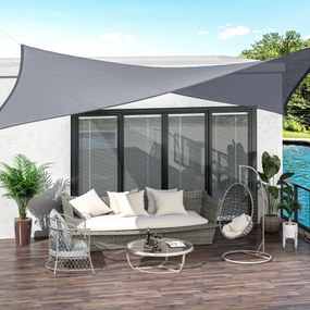 Outsunny Vela de Sombra Retangular 4x6 m Toldo Vela de HDPE com Anéis