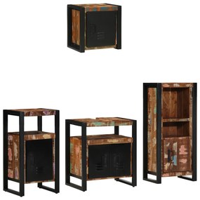 vidaXL Conjunto de Móveis para Banheiro com prateleira com armazenamento com porta 4 pcs