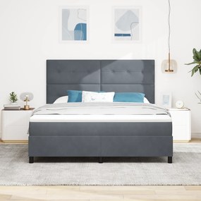 Cama Box com Colchão vidaXL Cinza Escuro Super King Veludo