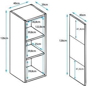 Vitrine de Parede Mouronho – 40x126 cm – Preto e Branco com LED Azul e