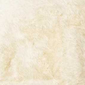 Tapete shaggy de pelo alto NAVARRA 160x160 cm poliéster creme